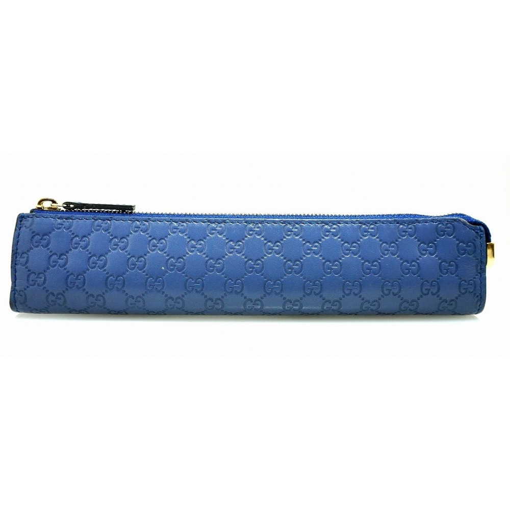 Gucci Micro Guccissima Leather Pouch Blue